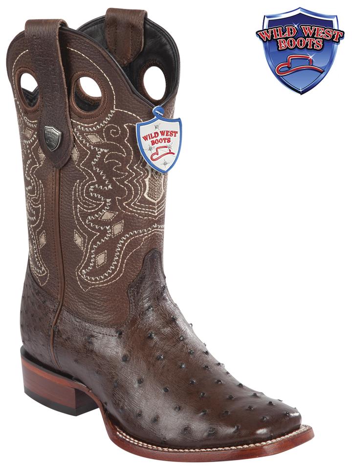 MEN'S WILD WEST BOOTS 28240307 OSTRICH WILD RANCH BROWN LEATHER SOLE
