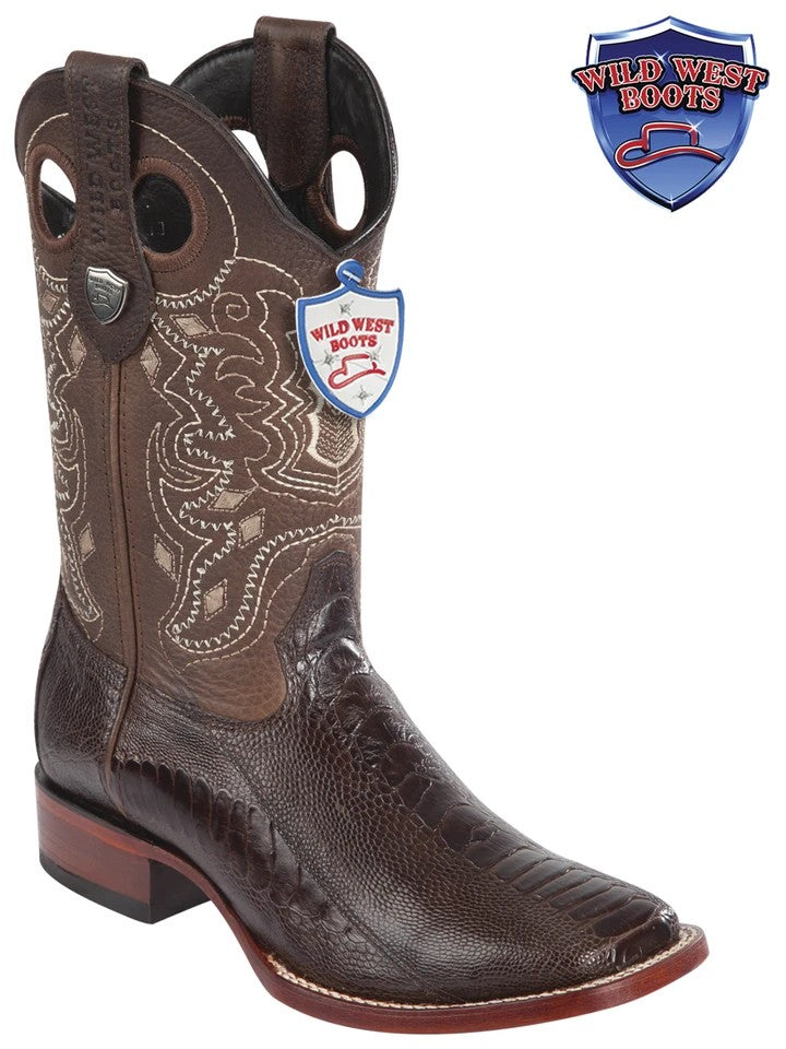 MEN'S WILD WEST BOOTS 28240507 OSTRICH LEG WILD RANCH BROWN LEATHER SOLE