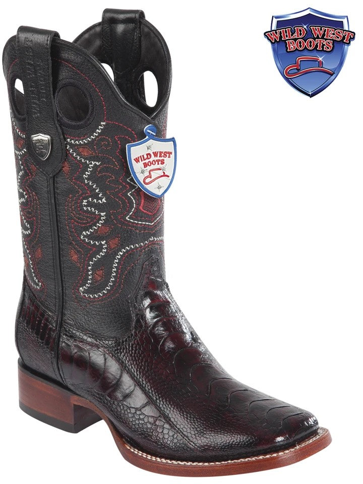 MEN'S WILD WEST BOOTS 28240518 OSTRICH LEG WILD RANCH BLACK CHERRY LEATHER SOLE