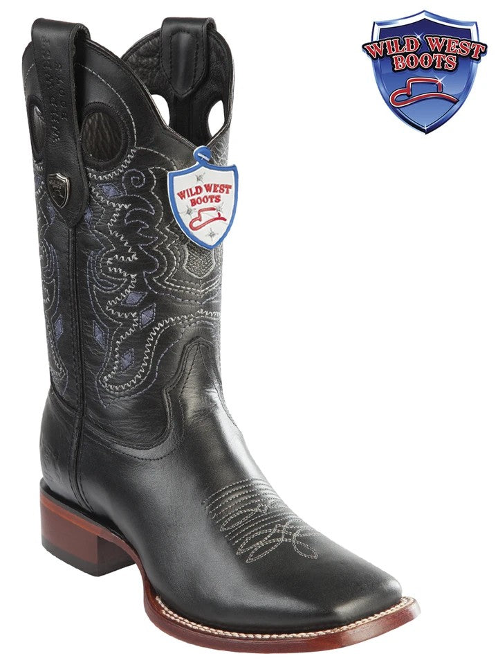 MEN'S WILD WEST BOOTS 28243805 PULL UP WILD RANCH BLACK LEATHER SOLE