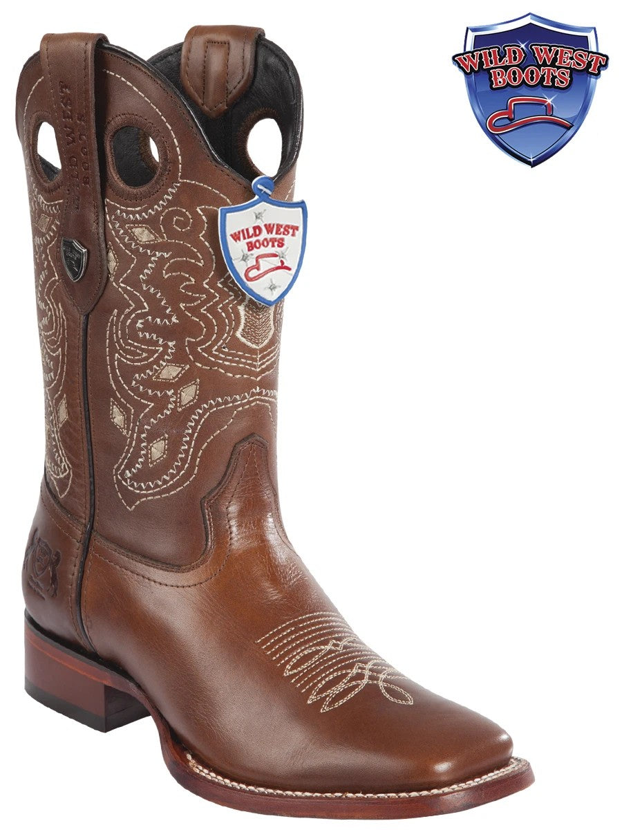 MEN'S WILD WEST BOOTS 28243807 PULL UP WILD RANCH BROWN LEATHER SOLE