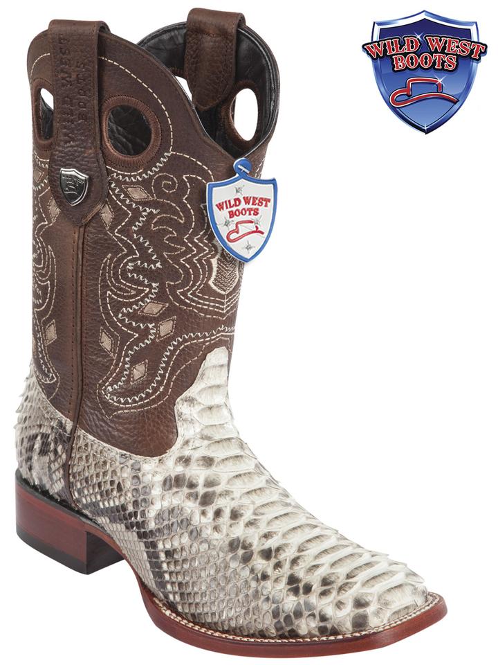 MEN'S WILD WEST BOOTS 28245749 PYTHON WILD RANCH NATURAL LEATHER SOLE