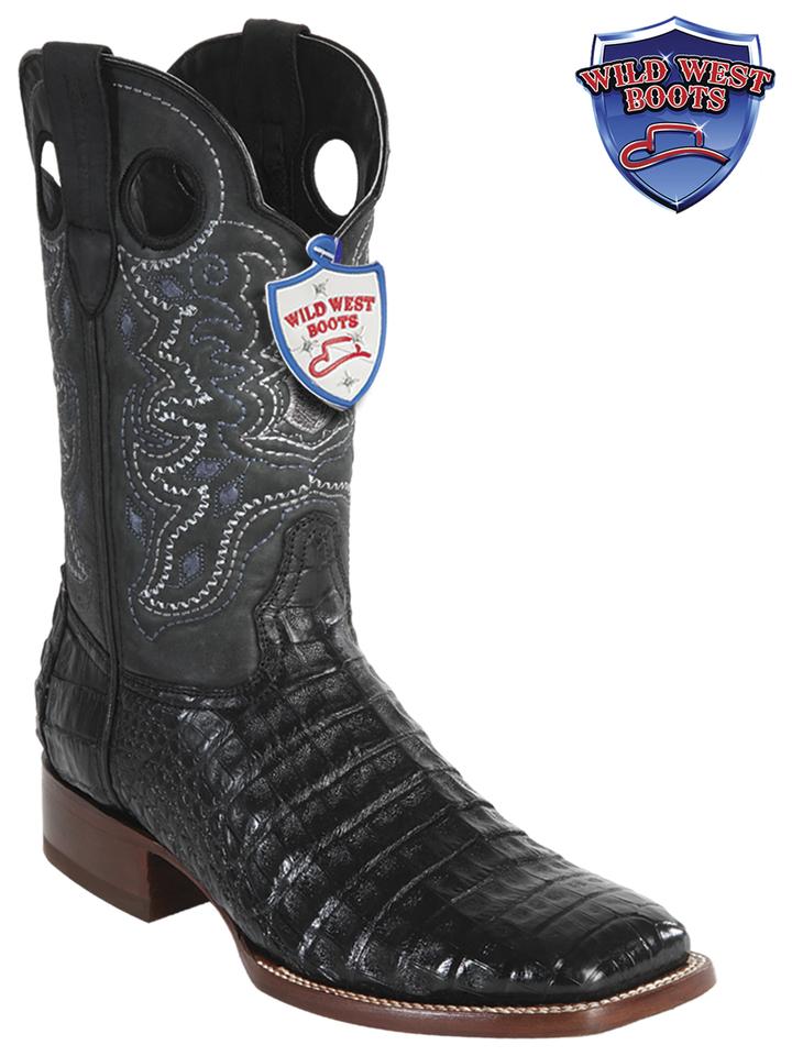 MEN'S WILD WEST BOOTS 28248205 CAIMAN BELLY WILD RANCH BLACK LEATHER SOLE