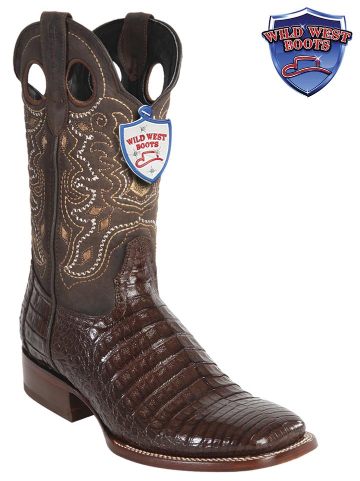MEN'S WILD WEST BOOTS 28248207 CAIMAN BELLY WILD RANCH BROWN LEATHER SOLE