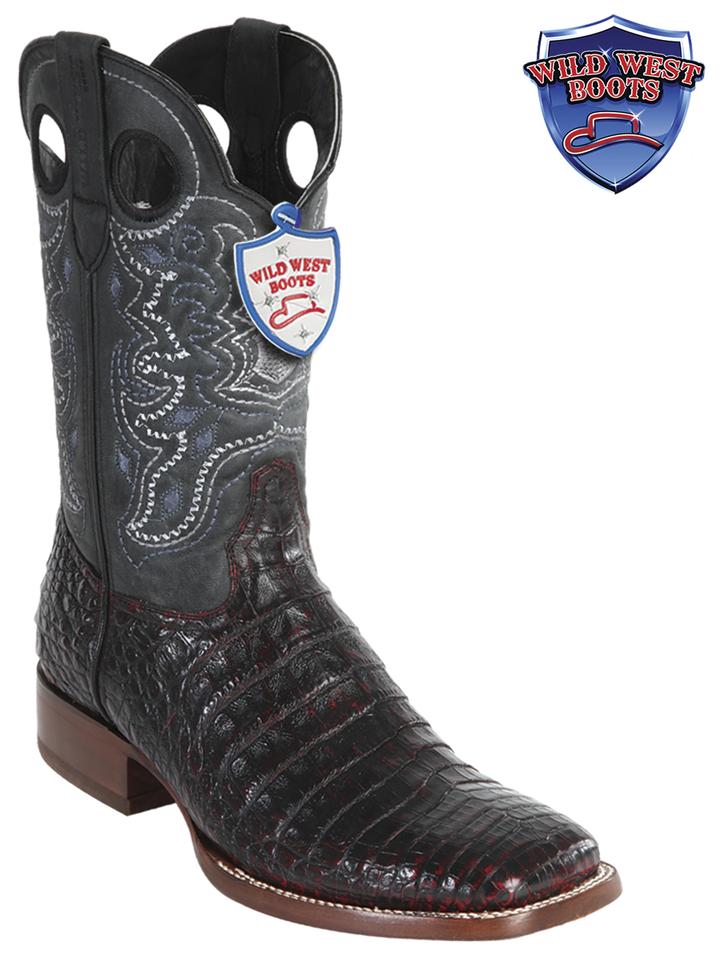MEN'S WILD WEST BOOTS 28248218 CAIMAN BELLY WILD RANCH BLACK CHERRY LEATHER SOLE