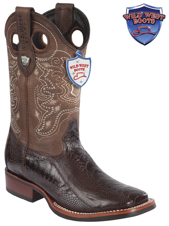 MEN'S WILD WEST BOOTS 28250507 OSTRICH LEG WILD RANCH BROWN RUBBER SOLE