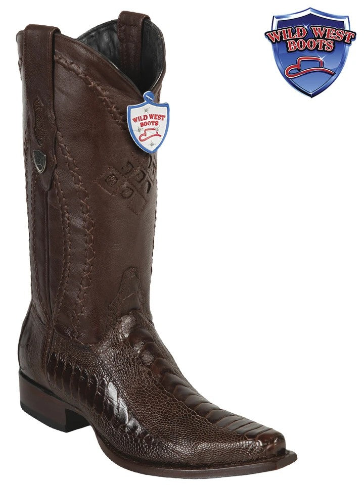 MEN'S WILD WEST BOOTS 2940507 OSTRICH LEG SNIP TOE BROWN