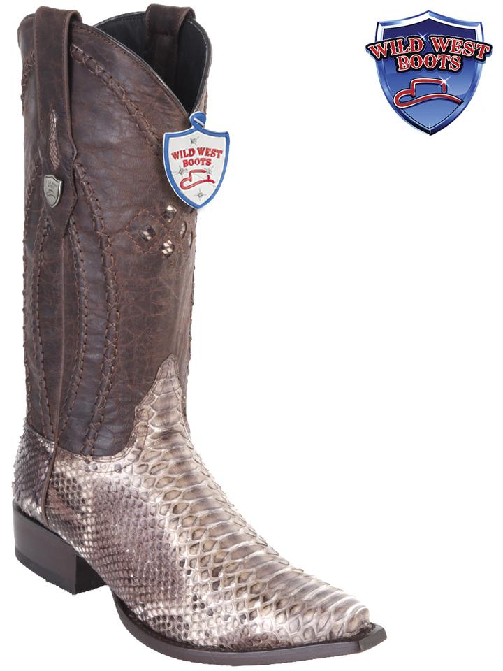 MEN'S WILD WEST BOOTS 2945785 PYTHON SNIP TOE RUSTIC BROWN