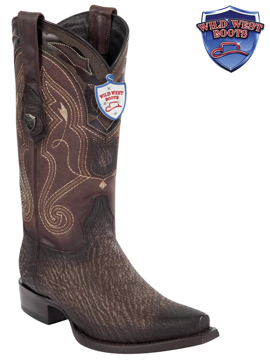 MEN'S WILD WEST BOOTS 2949316 SHARK SNIP TOE RUSTIC FADED BROWN