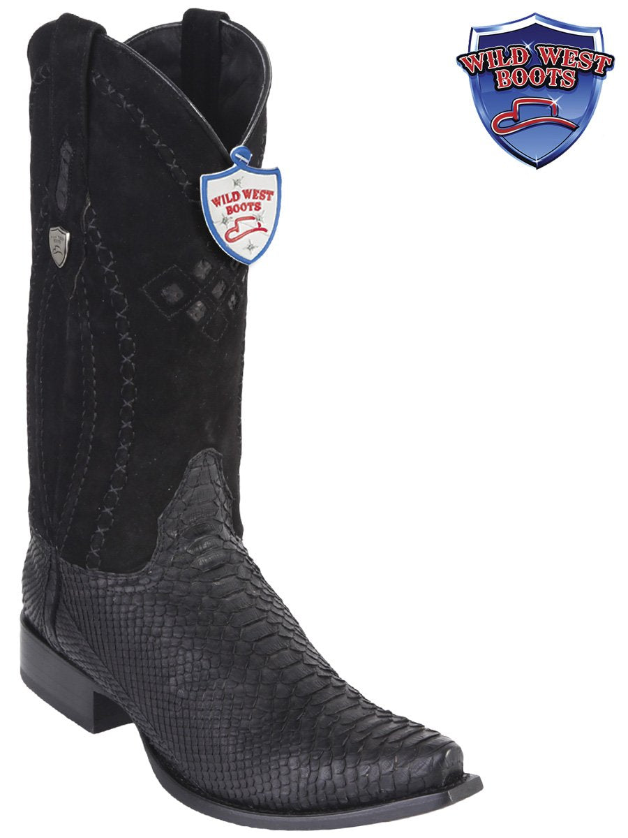 MEN'S WILD WEST BOOTS 294G5705 PYTHON SNIP TOE BLACK GRASSO