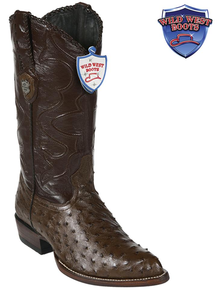 MEN'S WILD WEST BOOTS 2990307 OSTRICH JTOE / PUNTAL BROWN