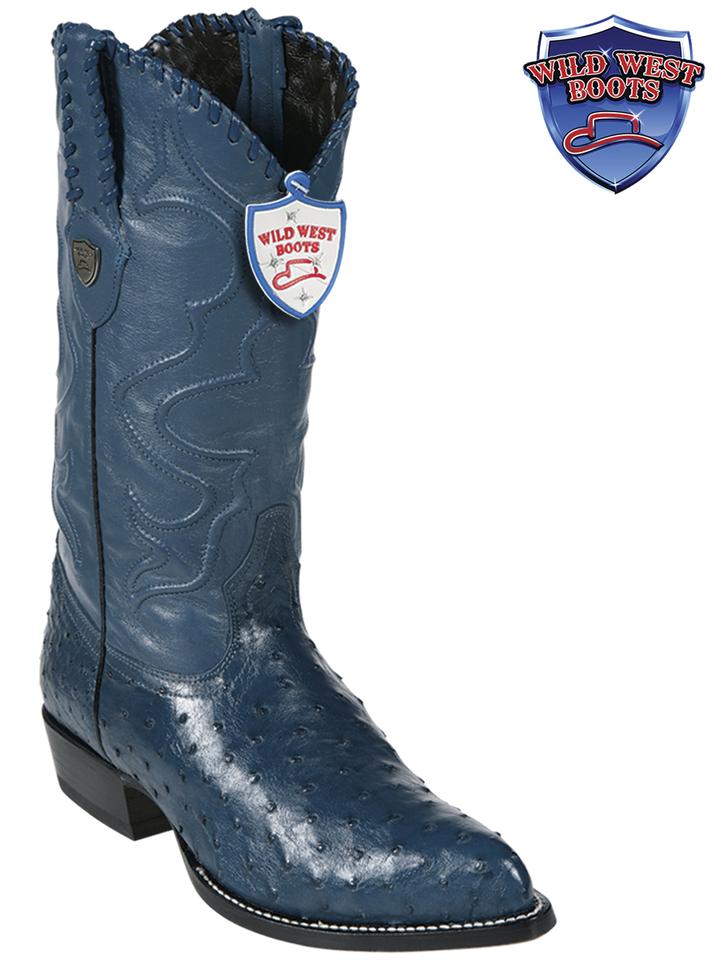 MEN'S WILD WEST BOOTS 2990314 OSTRICH JTOE / PUNTAL BLUE JEAN
