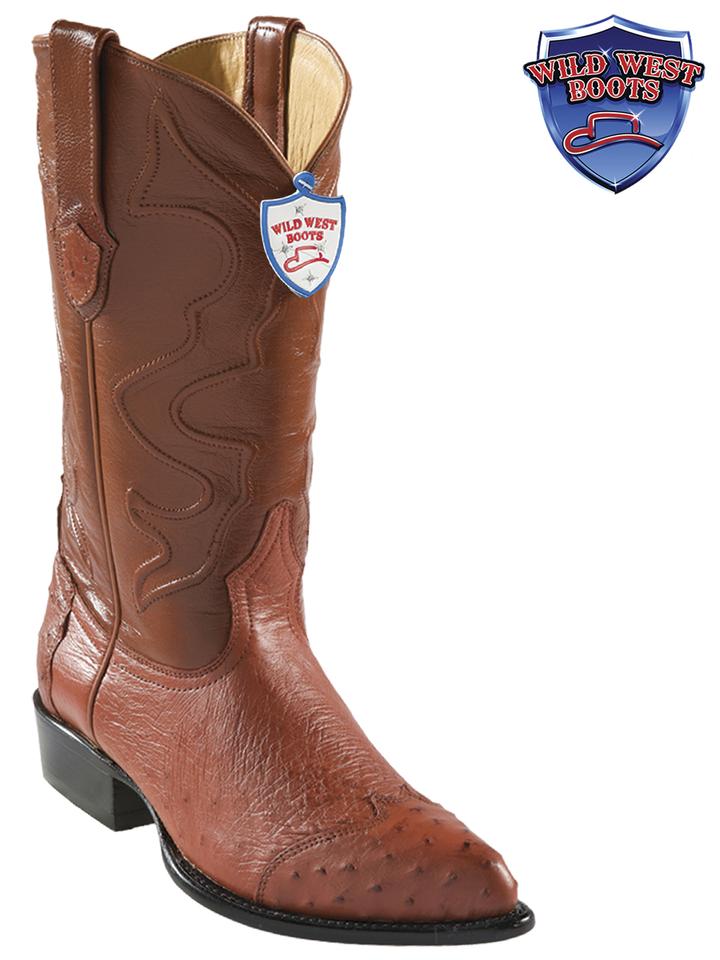 MEN'S WILD WEST BOOTS 2990403 SMOOTH OSTRICH (WING TIP) JTOE / PUNTAL COGNAC