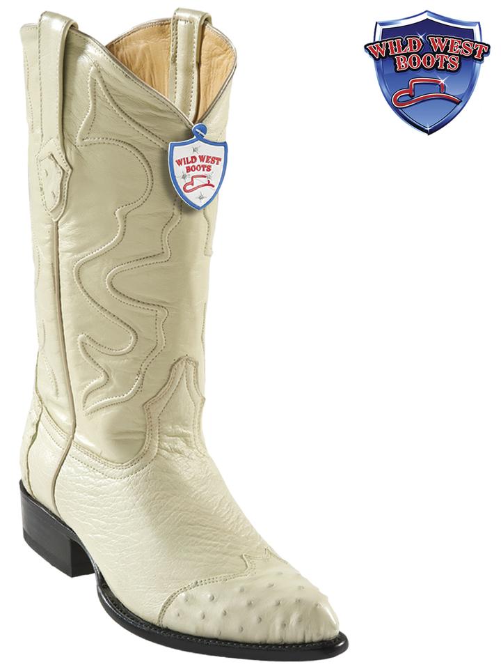 MEN'S WILD WEST BOOTS 2990404 SMOOTH OSTRICH (WING TIP) JTOE / PUNTAL WINTERWHITE
