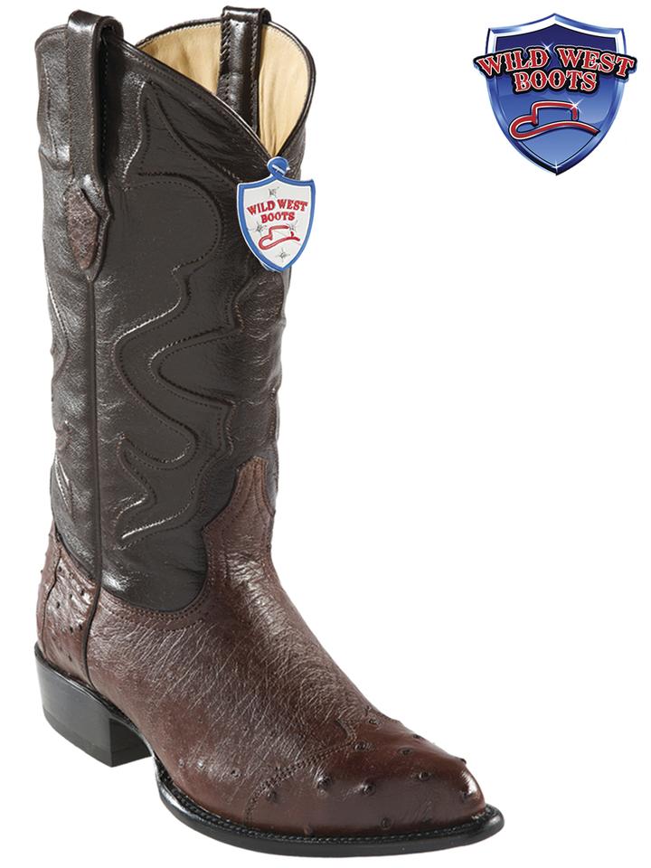 MEN'S WILD WEST BOOTS 2990407 SMOOTH OSTRICH (WING TIP) JTOE / PUNTAL BROWN