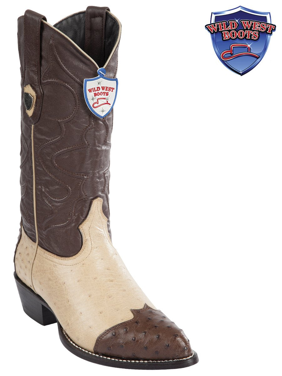 MEN'S WILD WEST BOOTS 2990467 SMOOTH OSTRICH (WING TIP) JTOE / PUNTAL ORYX BROWN
