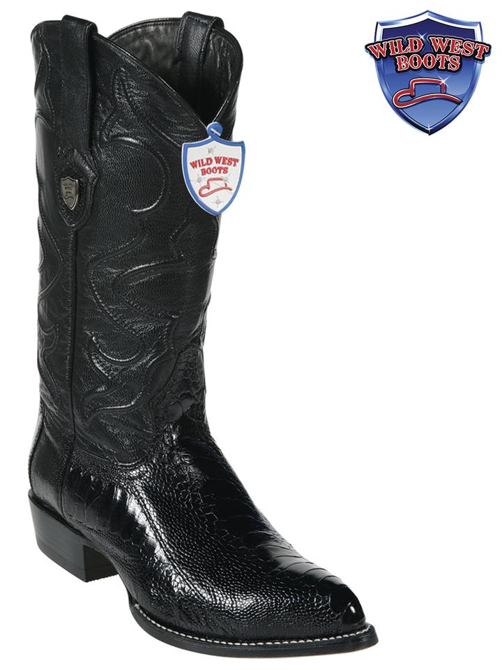 MEN'S WILD WEST BOOTS 2990505 OSTRICH LEG JTOE / PUNTAL BLACK