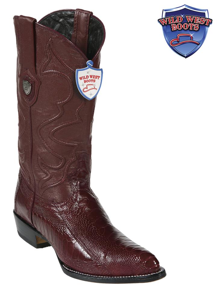 MEN'S WILD WEST BOOTS 2990506 OSTRICH LEG JTOE / PUNTAL BURGUNDY