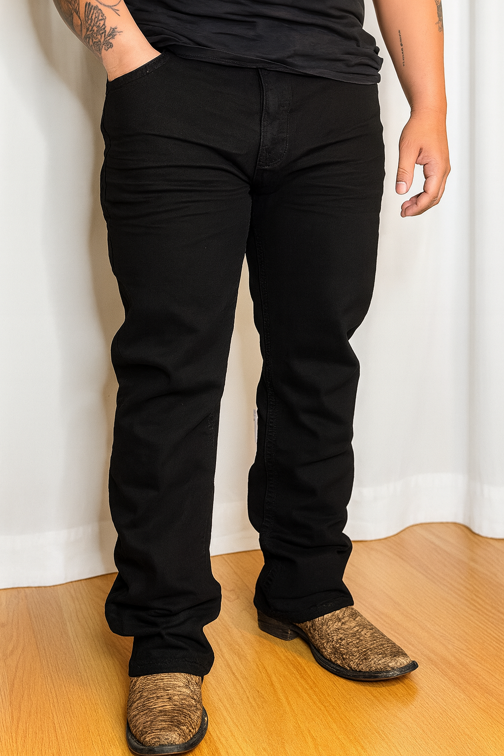 Straight Leg Men's Black Jean- WBS139-Straight-30L